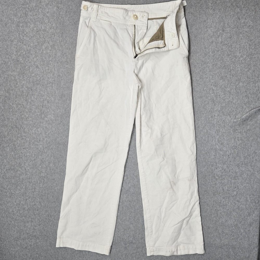 Vince Women Pants 8 White Cotton Wool Dress Pants Twill V633527T5A Button 30"